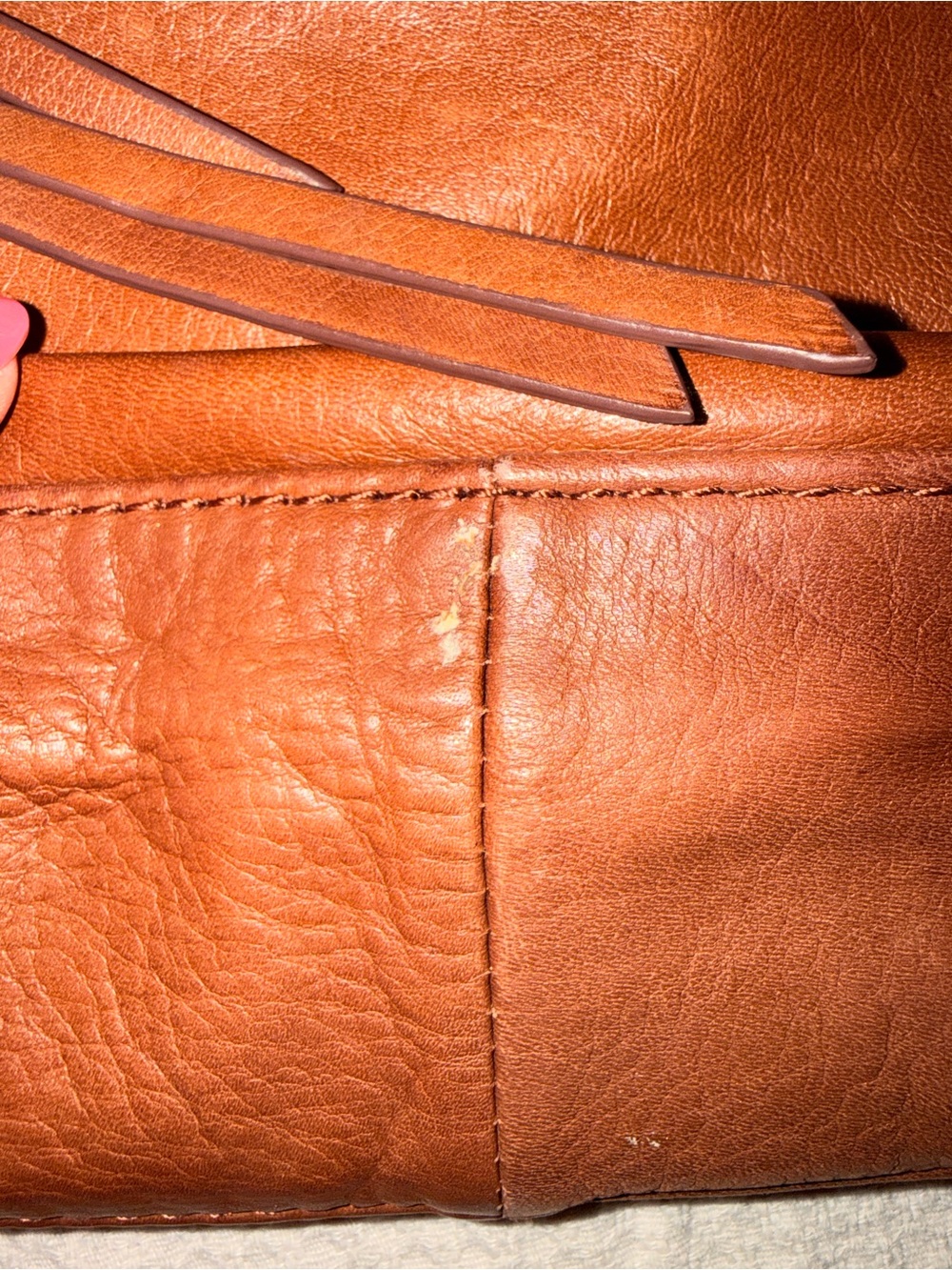 Stylish Smooth Leather Crossbody Bag in Cognac Brown - Picture 3 of 3